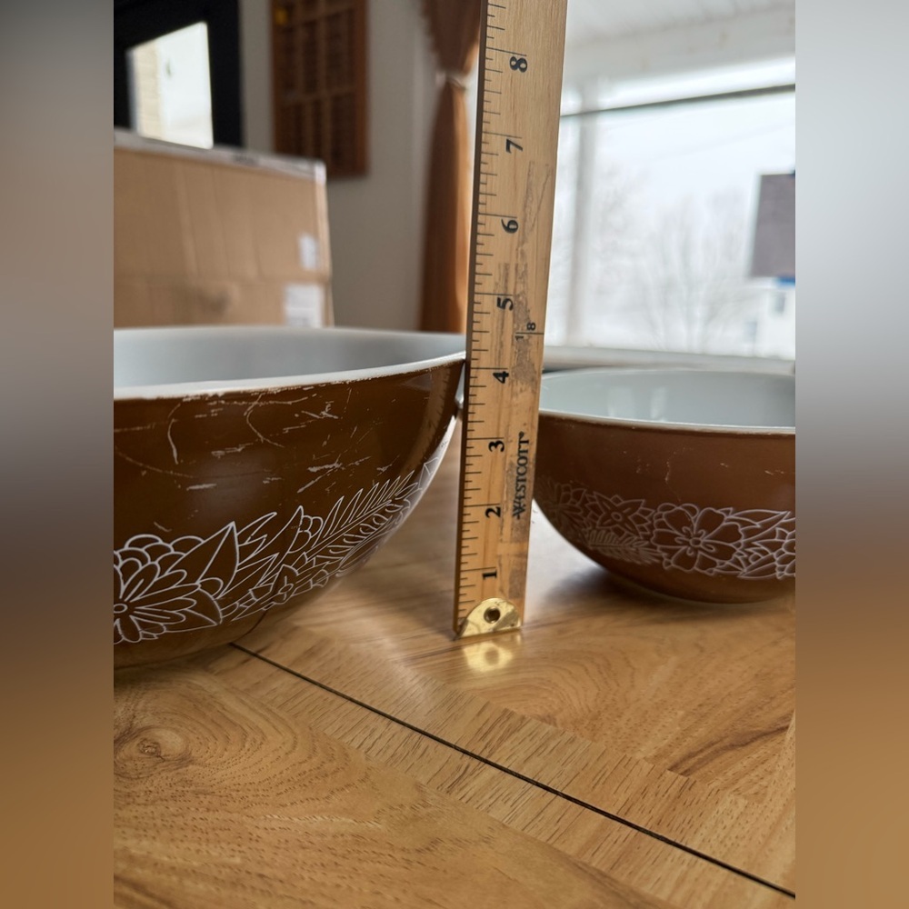 3 Vintage Pyrex Woodland Cinderella Brown Nested Mixing Bowls 442, 443, 444 - Picture 8 of 8